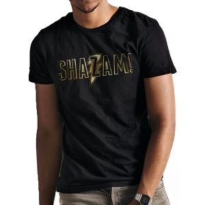 Image of Shazam Movie - Gold Foil Logo Mens XX-Large T-Shirt - Black