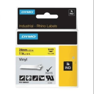 Image of Dymo 1805431 Black on Yellow Vinyl Labels 24mm x 5.5m