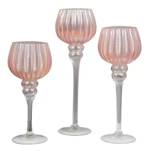 Image of HESTIA? Set of 3 Pearlised Glass Goblet Style Candle Holders