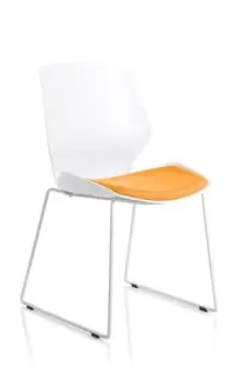 Image of Florence Sled White Frame Bespoke Senna Yellow Fabric Visitor Chair