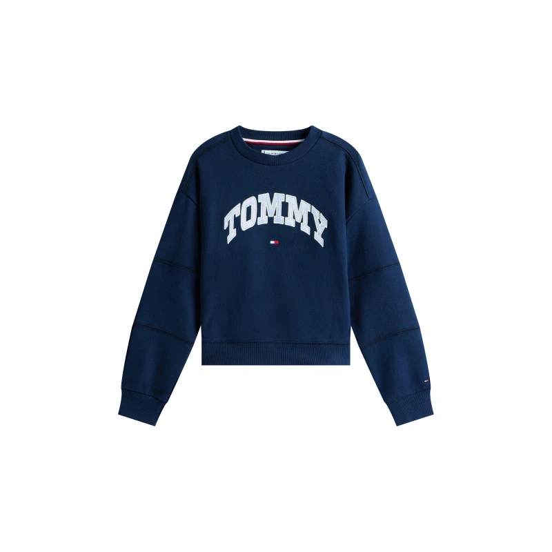 Image of Tommy Hilfiger Kids Varsity Crew-Neck Relaxed Fit Sweatshirt Night Navy C1G female 16Y