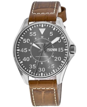 Image of Hamilton Khaki Aviation Pilot Auto Day Date Black Mens Watch H64715535 H64715535