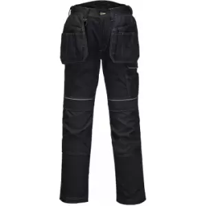 Image of Portwest T602 - Black 46 Regular PW3 Holster Work Trousers Combat Cargo Pants - Black