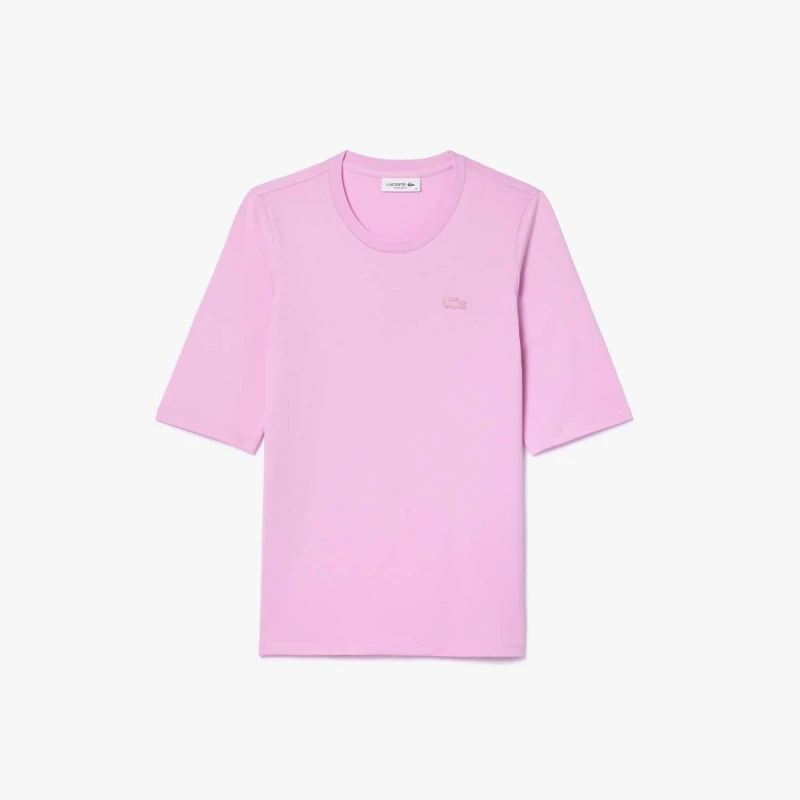 Image of Lacoste Soft Cotton Three Quarter Sleeve T-Shirt Pink female 8