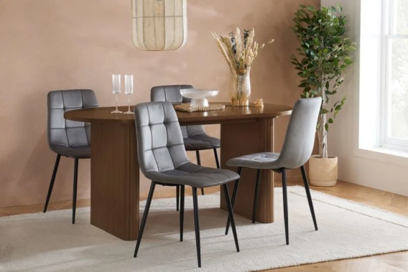 Image of Birlea Axel Walnut 160cm Dining Table and 4 Chair Set