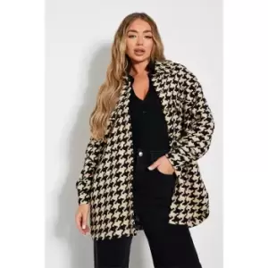 Image of I Saw It First Houndstooth Oversized Shacket - Brown