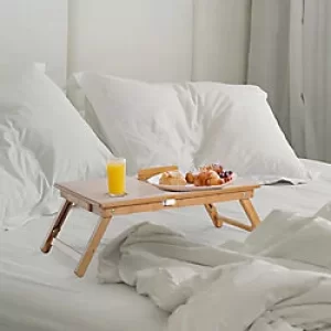 Image of Homcom Monitor Stand Natural Wood Finish