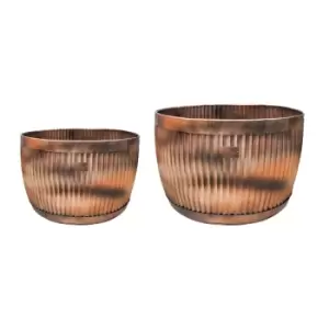 Image of Set of 2 Hampton Outdoor Bowl Planters Copper