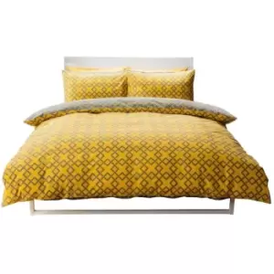 Image of Belledorm Atlanta Duvet Cover Set (King) (Saffron/Grey) - Saffron/Grey