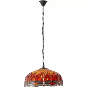 Image of Tiffany Glass Hanging Ceiling Pendant Light Orange Dragonfly 3 Lamp Shade i00113
