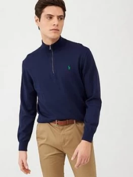 Image of Polo Ralph Lauren Golf Pima Half Zip Knitted Jumper - Navy Size M Men