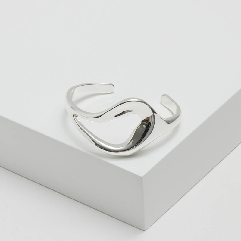 Image of Inicio Silver Plated Molten Open Cuff - Gift Pouch Silver