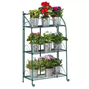 Image of Garden Grow 3 Shelf Metal Plant Stand - Green