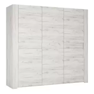 Image of Angel 3 Door Wardrobe In White Craft Oak Effect