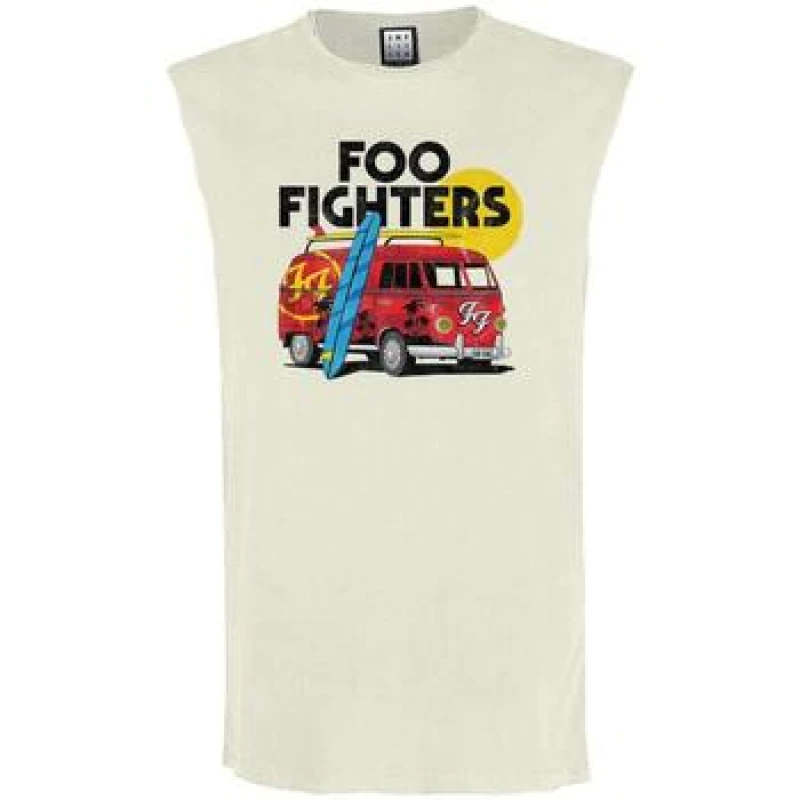 Image of Amplified Amplified Men Camper Van Foo Fighters Tank Top in White Size: Medium White M Male 5063527856791