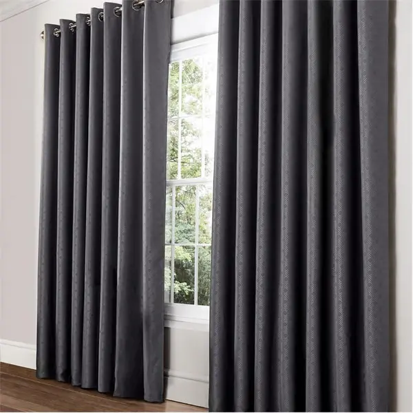 Image of Other Diamond Blackout Ring Top Curtains - Grey 117x183cm