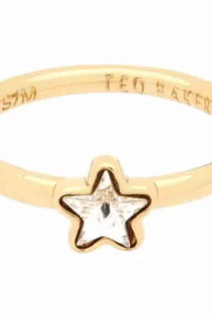 Image of Ted Baker Ladies Gold Plated Crystal Star Ring Size SM TBJ1686-02-02SM