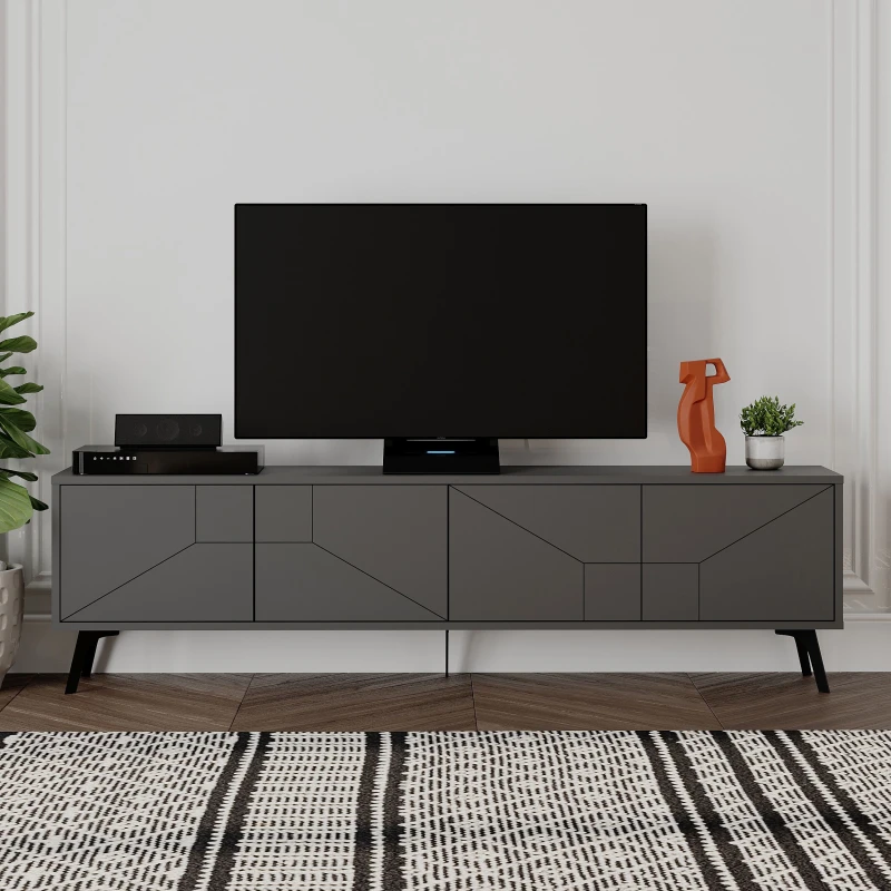 Image of Decortie Dune' Modern TV Unit Multimedia Centre 180cm in Dark Grey Size: 2 Pack Dark Grey Unisex 2 Pack