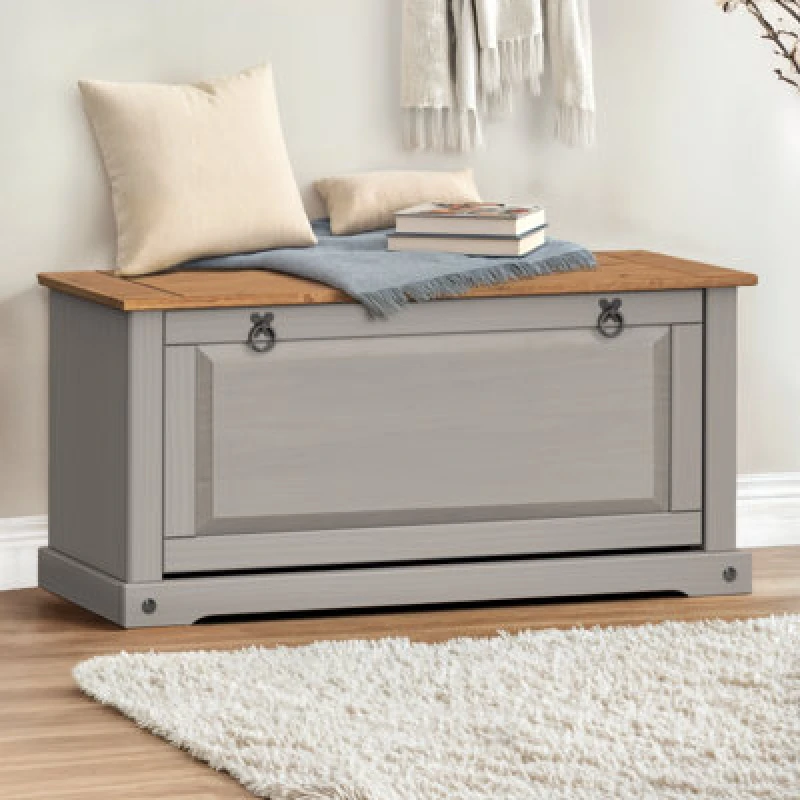 Image of Mercers Furniture Corona Grey Wax 1 Shelf Shoe Chest