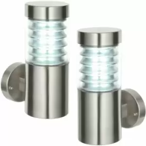 Image of Loops - 2 pack IP44 Outdoor Wall Light Steel Spiralled Clear Shade Porch Outdoor Lamp