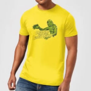 Image of Universal Monsters Creature From The Black Lagoon Retro Crest Mens T-Shirt - Yellow - M