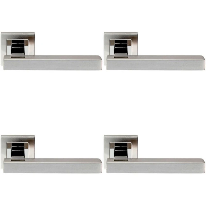 Image of Loops 4x PAIR Square Cut Straight Bar Handle Concealed Fix Polished & Satin Steel Metallics