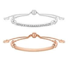 Image of Two Tone Pave Toggle Bracelet Pack Of 2