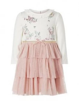 Image of Monsoon Baby Girls Woodland Animal Disco Dress - Pink, Size 3-6 Months