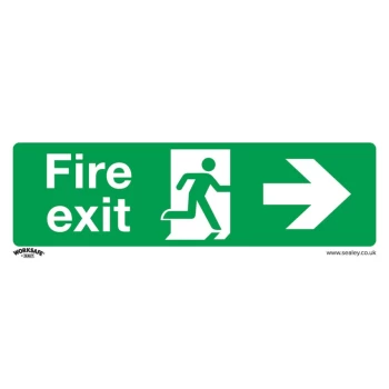 Image of Safety Sign - Fire Exit (Right) - Self-Adh. Vinyl - Pack of 10