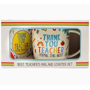 Image of Thank You Teacher New Bone China Mug & Coaster Gift Set