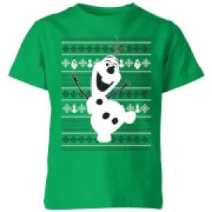 Image of Disney Frozen Olaf Dancing Kids Christmas T-Shirt - Kelly Green - 7-8 Years