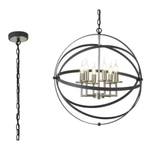 Image of Luminosa Pendant, 6 x E14, Anthracite, Satin Nickel