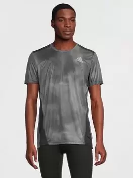 Image of adidas Own The Run Graphic T-Shirt - Grey, Size L, Men