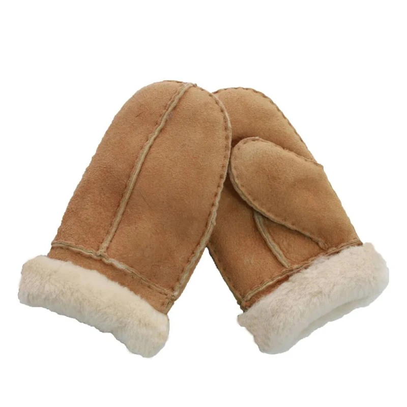 Image of Eastern Counties Leather CSM Sheepskin Split Seam Mittens in Beige Beige Unisex One Size