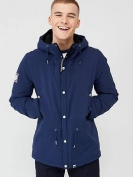 Image of Pretty Green Melange Hooded Jacket - Navy