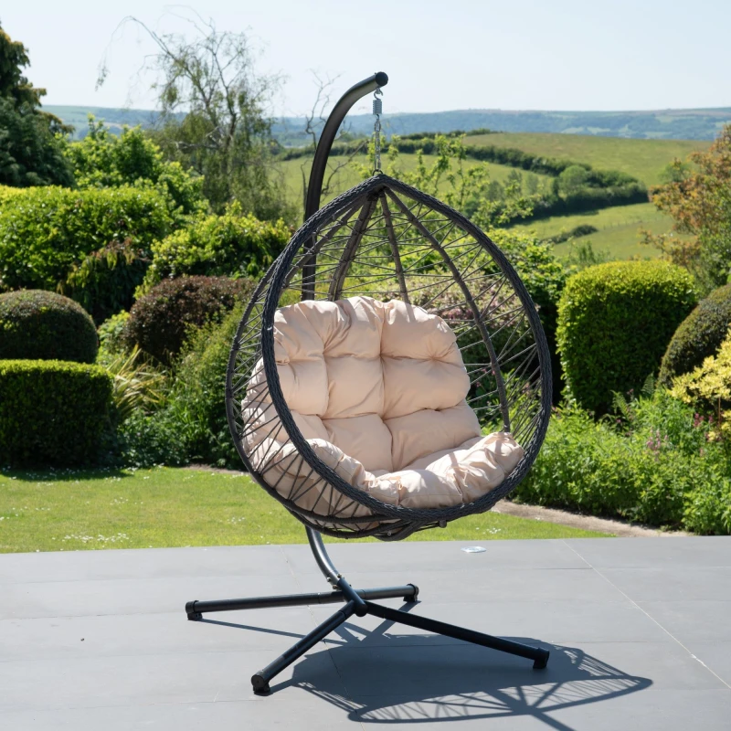 Image of Artemis Home Lynton Garden Hanging Egg Chair in Cream Cream Unisex