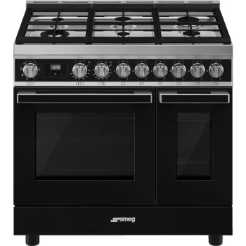 Image of SMEG Portofino CPF92GMBL Range Cooker - Black - A Rated