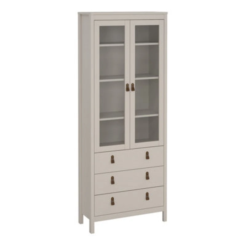 Image of Furniture To Go Barcelona China Cabinet 2 Glass Doors With 3 Drawers In Cashmere