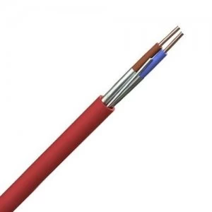 Image of Zexum Red 2.5mm 24A 2 Core and Earth Brown Blue Fire Resistant Rated BASEC Approved Power Cable - 1 Meter