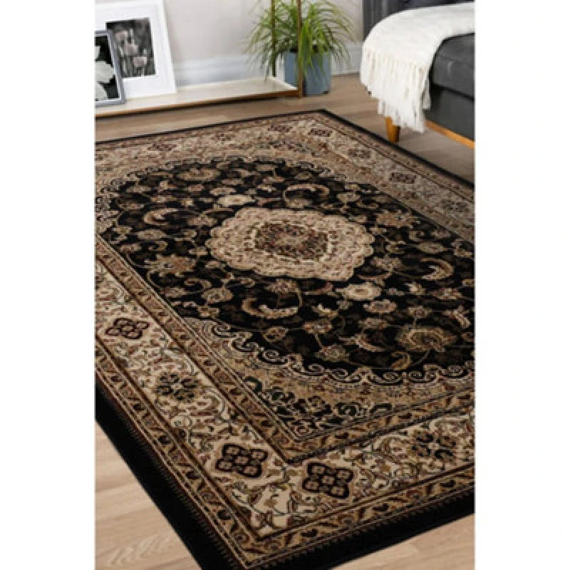 Image of Melrose Classic Traditional Black Vintage Runner Rug 60X230Cm
