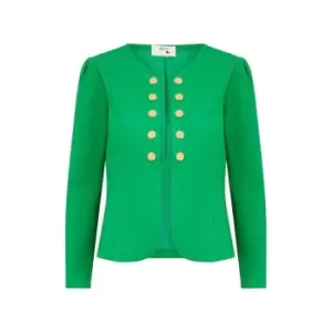 Image of Yumi Green Ponte Jacket With Military Buttons - Green