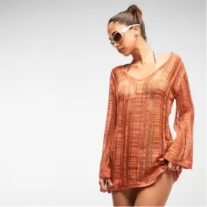 Image of Missguided V Neck Laddered Knit Mini Dress - Multi