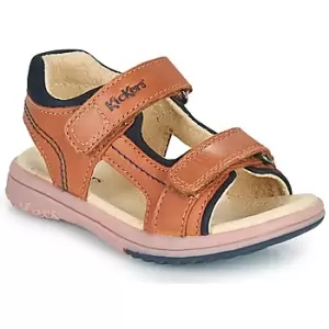 Image of Kickers PLATINO boys's Childrens Sandals in Brown. Sizes available:7 toddler,7.5 toddler,8.5 toddler,9.5 toddler
