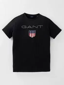 Image of Gant Boys Shield T-Shirt - Black, Size 15 Years