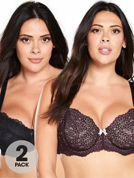 Image of Dorina Curves Abigail 2 Pack Non Padded Bra - Red Black