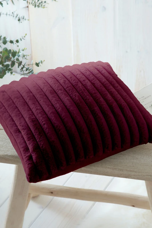 Image of Appletree 'Morritz' Faux Fur Filled Cushion in Burgundy Size: 43cm x 43cm Burgundy Unisex 43cm x 43 cm