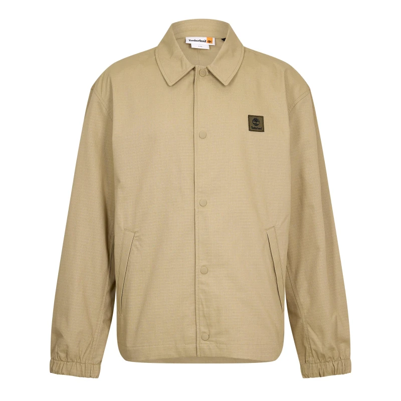 Image of Timberland Mens Woven Badge Ripstop Coach Jacket Lemon Pepper male S