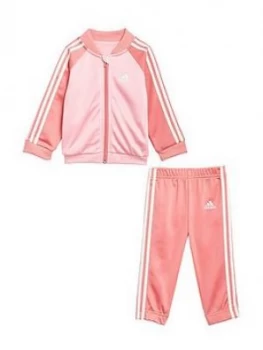 Image of adidas Unisex Infant I 3S Tracksuit Tricot - Pink/White, Size 6-9 Months, Women