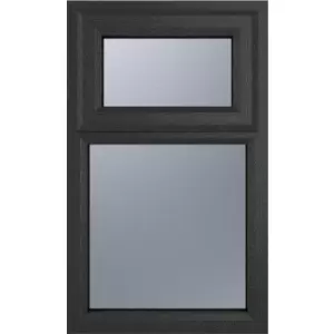 Image of Crystal Casement uPVC Window Top Hung Opening Over Fixed Light 610mm x 820mm Obscure Double Glazing /White in Grey
