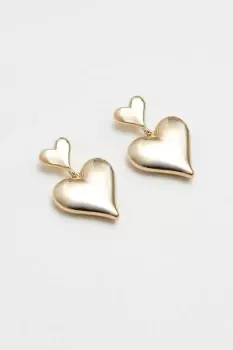 Image of Gold Plated Double Heart Statement Earrings
